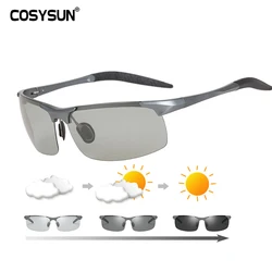 Brand Photochromic Glasses Men Aluminium Magnesium Driving Sunglasses Men Polarized Chamelen Goggles For Car Driving Anti-glare