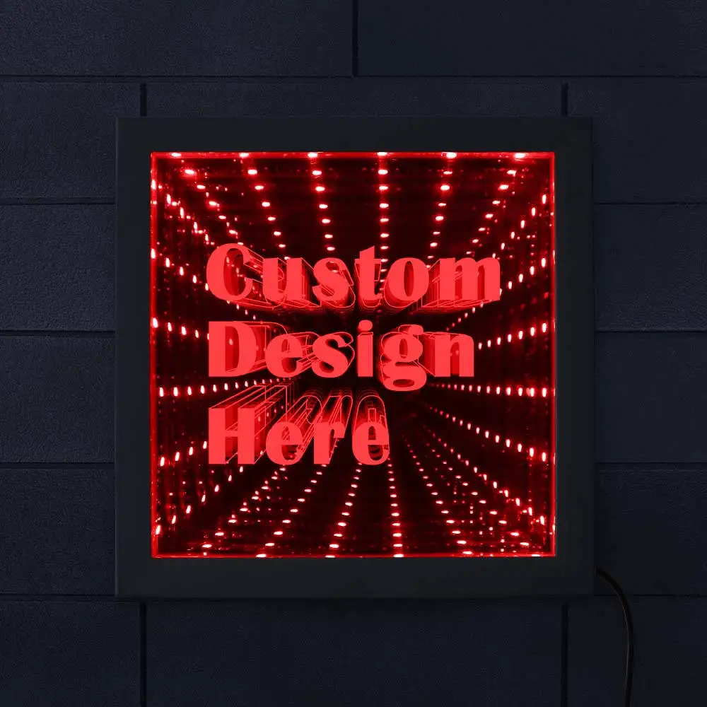 Fashion Custom Infinity Mirror Idea Custom Order Your design Your logo Your Personal Lighted Mirror Personalized Wall Art Frame