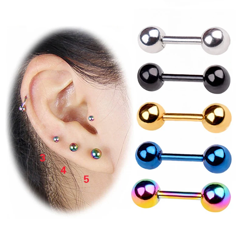 3pcs/pack Stainless Steel Small Ball Screw Ear Studs For Women Men Piercing Tragus Earrings Cute Ear Bone Nail/Stick