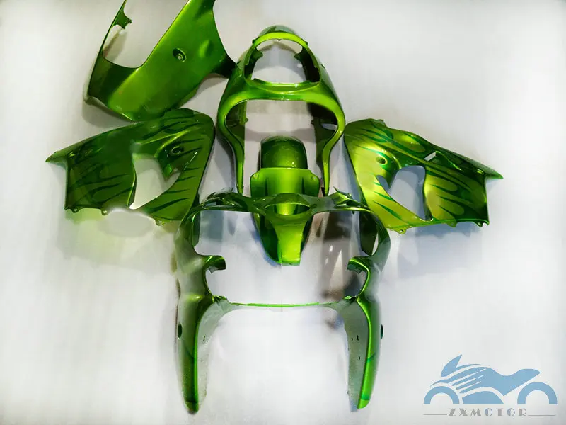 Custom as you need fairing kits for KAWASAKI Ninja ZX9R 2000 2001 ABS plastic sport fairings kit ZX 9 R 00 01 green flames parts