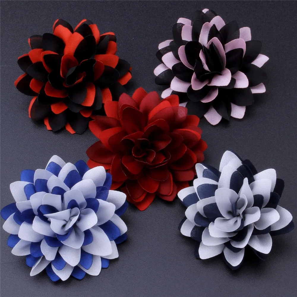 Mixed 5 Color Red Blue Black Pink Black Lapel Wire Flowers Brooch Pin