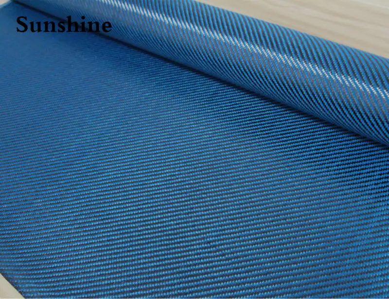 190gsm Blue  Twill Carbon Aramid Fiber Hybrid Fabric For Sport Products New-materials 3k Carbon Fiber Cloth Aramid Fiber