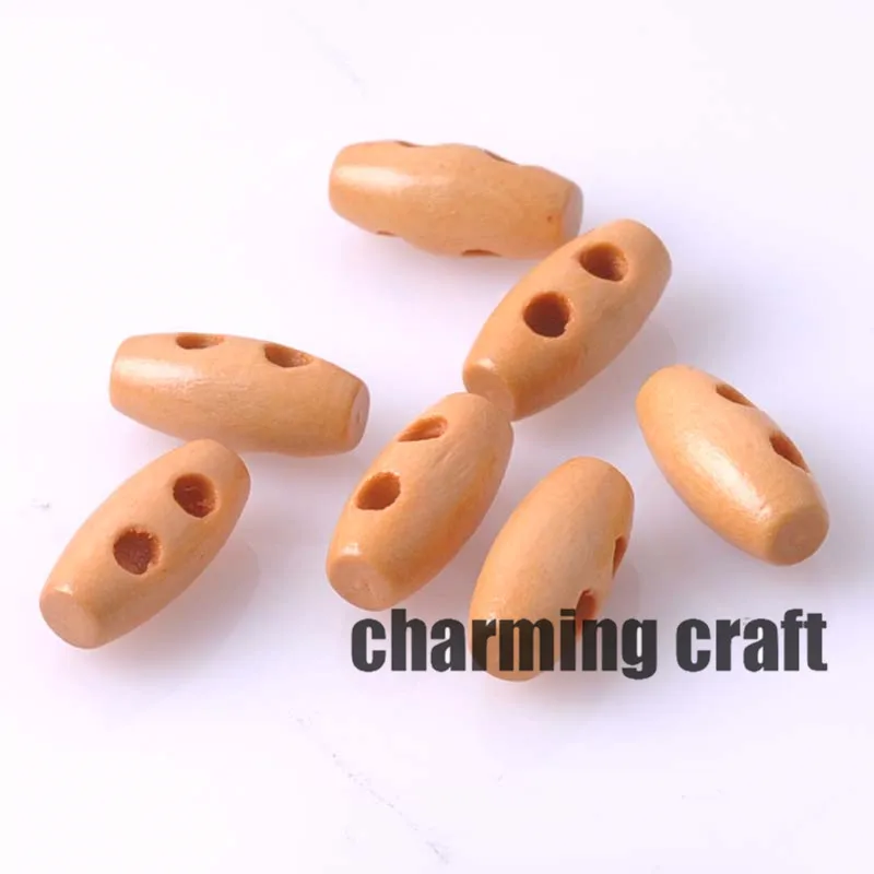 100PCs 2 Holes Wood Sewing Horn Toggle Buttons Cloth Button Cloth Accessories 15x7mm MT0672x