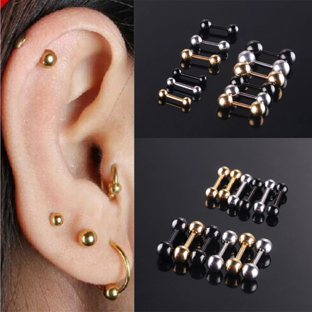 Trendy Simple Stainless Steel Bead Stud Earrings for Women man 3/4/5 mm Beads ear accessory Jewelry For Unisex Bijoux