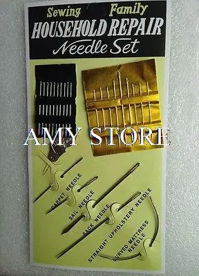 24 Household Repair Needle Set+1 threader ,Threader/Sewing/Leather Craft/Sail/Carpet Needles