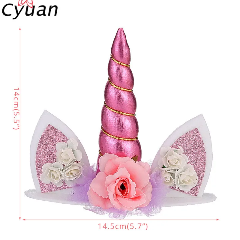 Cyuan Unicorn Birthday Cake Wings Decor Cartoon Unicorn Cake Toppers Birthday Party Decoration Kids Cupcake Wrappers Cake Topper