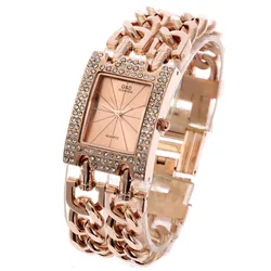 G&D Ladies Diamond Watch Quartz Rectangle Dial Bracelet Clock Relogio Feminino Luxury Rhinestone Women's Clock Horloges Vrouwen