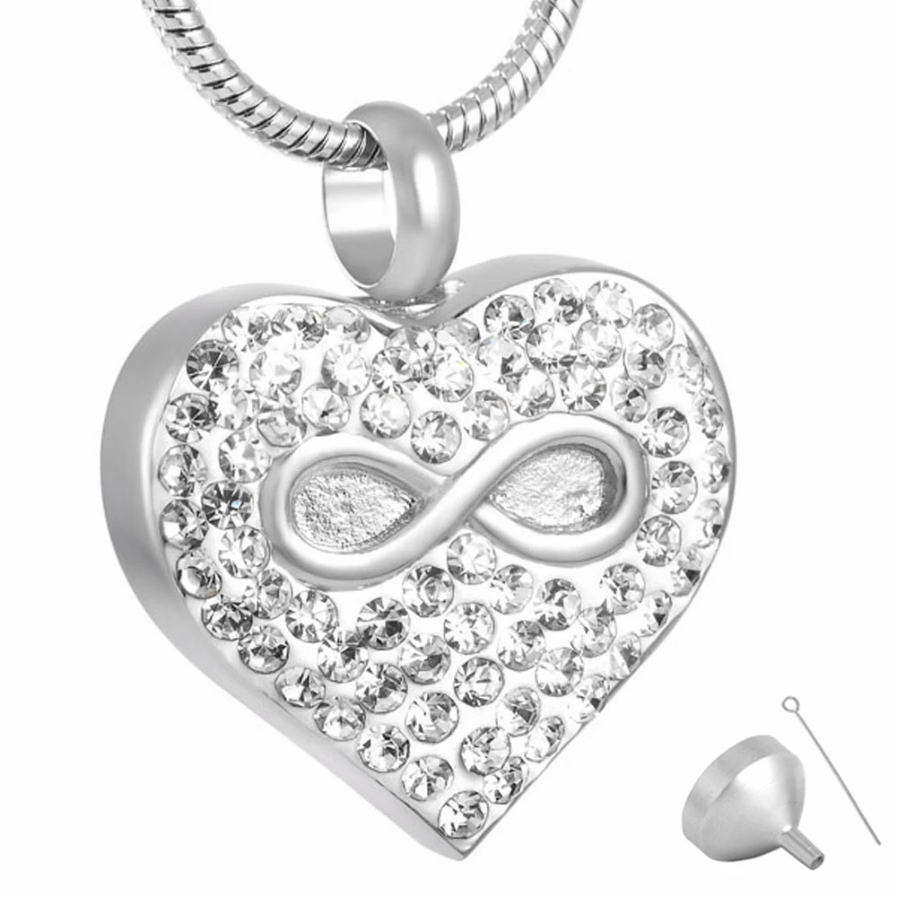 8325	Infinity Love Cremation Jewelry for Ashes Eternity memory Urn Keepsake Necklace Shiny Dark Heart