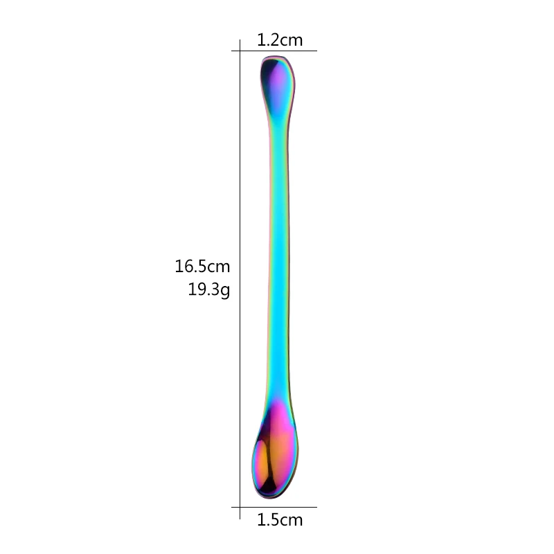 1pcs 304 Stainless Steel Multifunction Spoon 8 Colors Coffee Stirring Spoon Beautiful Double Head Medicine Spoon Tableware
