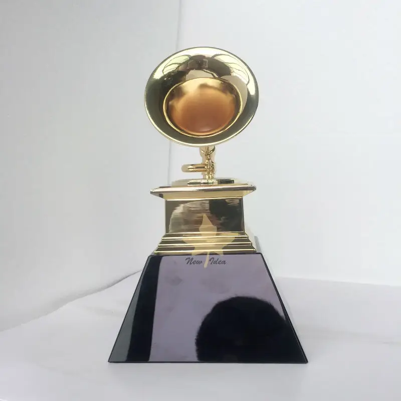 Golden Grammy Award Trophy - Metal Gramophone, Marble Base - Free Shipping - Highly Simulated