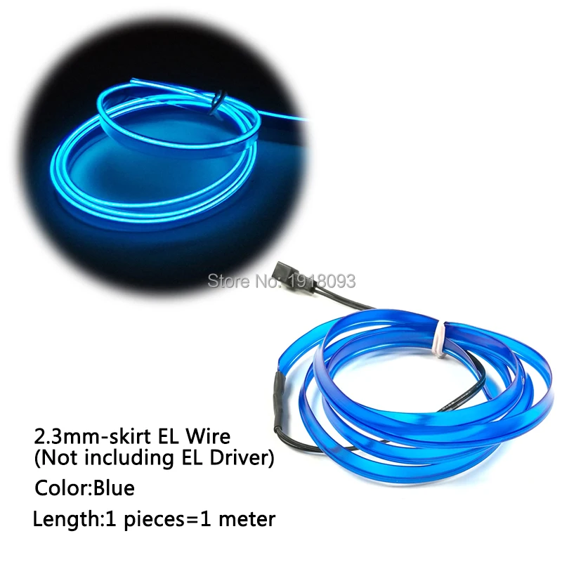 

LED Strip Light Tube Rope Flexible Neon Light 2.3mm-skirt EL Wire 1Meter Blue Car Inside Decoration