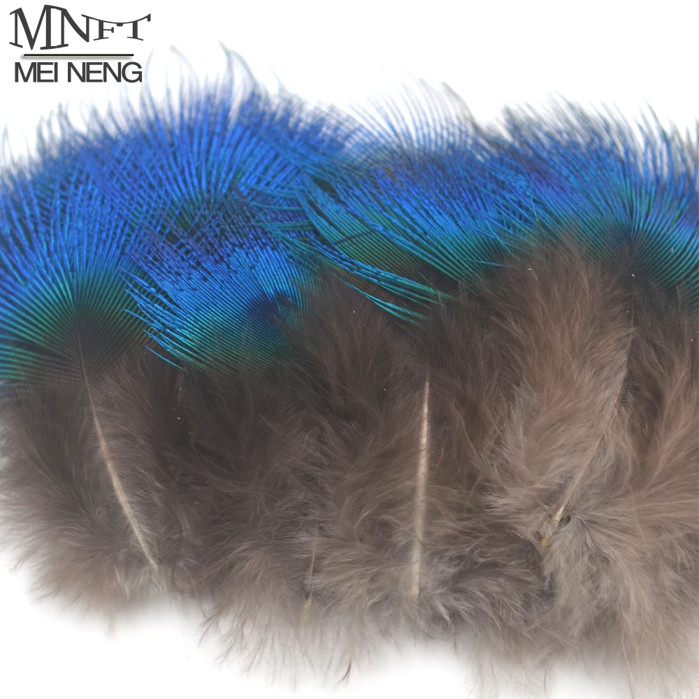 MNFT 10Pcs  New Natural Rare Blue Peacock Feathers 3-5cm Fly Fishing Lure Bait DIY Fly Tying Material