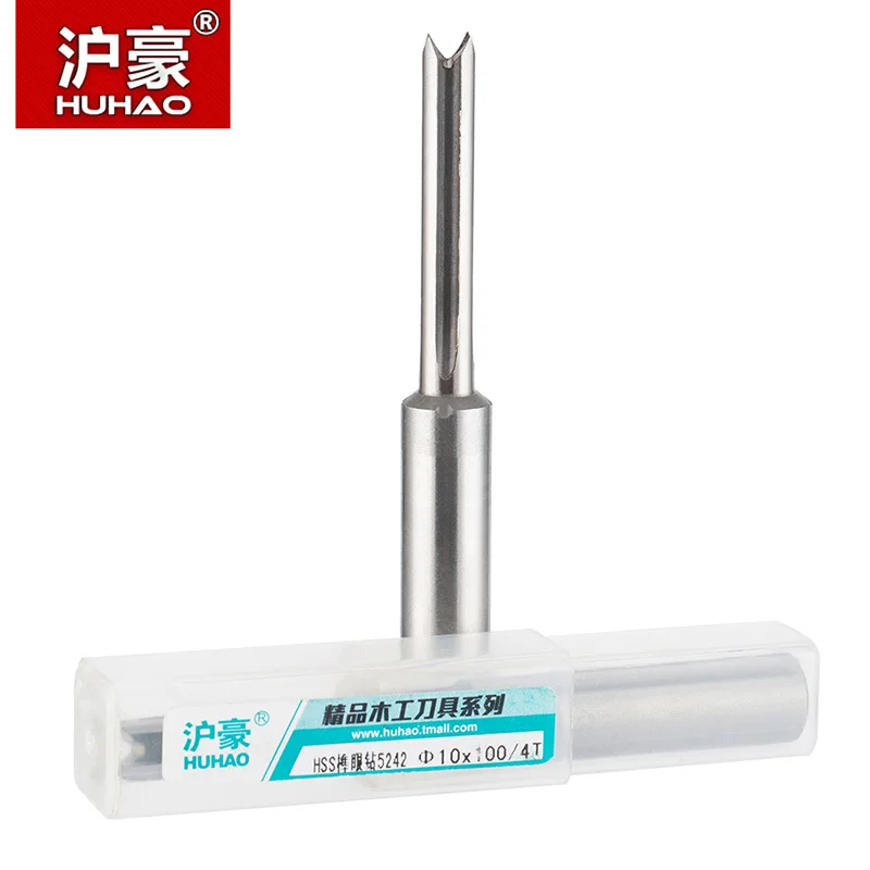 HUHAO 1/4 Woodworking Tool Grooving Router Bits Slotting Alloy Four-flute Straight Cutter High Speed Steel Tenon Tool For Wood