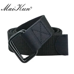 Maikun-cinturón táctico de lona con hebilla de doble anillo para hombre, cinturón informal Harajuku para pantalones vaqueros