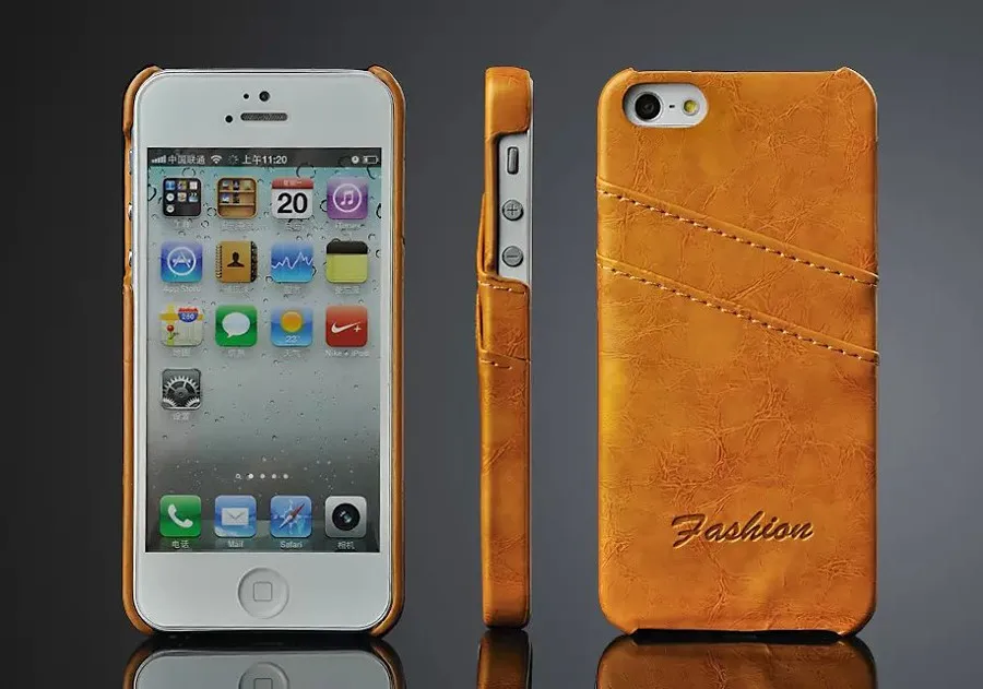 Case for iPhone 15 16 12 Mini 13 Pro Max 14 16E Oil-wax Genuine Leather with Card Slots Back Cover High Quality Original