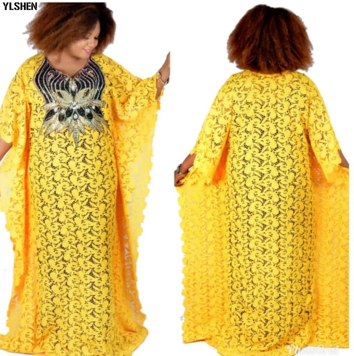 

Length 150cm African Dresses For Women Dashiki Sexy Lace Boubou African Clothes Bead Embroidery Loose Skirt Africa Long Dress