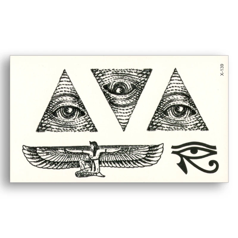 Egypt Triangle Eye Wings Totem Water Transfer Fake Tattoos Waterproof Temporary Stickers for Men Women Sexy Cool Beauty Body Art