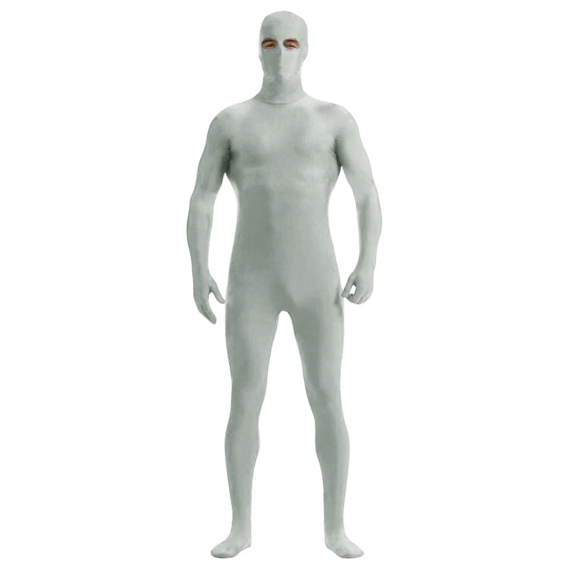 Ensnovo Unisex Zentai Nylon Spandex Phù Hợp Với Mắt Mở Đen Trang Phục Dành Cho Nam Trang Phục Hóa Trang Đen Bodysuit Dài Tay