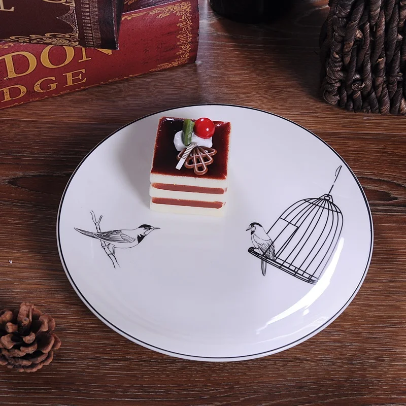 Bone China dish deep plate shallow dish creative European style steak plate porcelain bird bird microwave new h