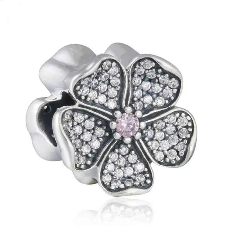 

Fit Pandora Bracelet DIY Sparkling Cz Pave Apple Blossom Charms Beads Original 925-Sterling-Silver Spring Jewelry