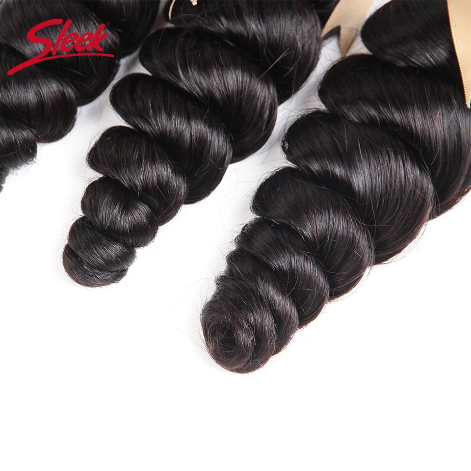 Mèches Brésiliennes Remy avec Closure, Extension de Cheveux Naturels, pour Femme Noire, 3 Lots