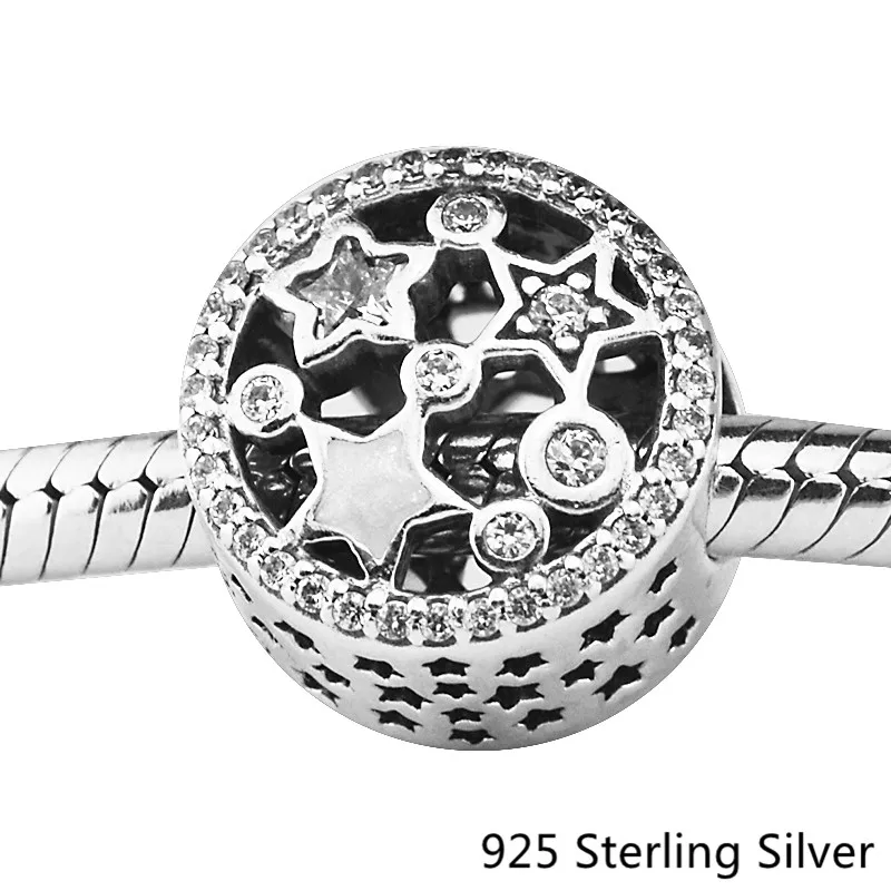 

Authentic 925 Sterling Silver Illuminating Stars Silver Charm Bead Fits DIY Bracelet Pendant For Women Jewelry Gift