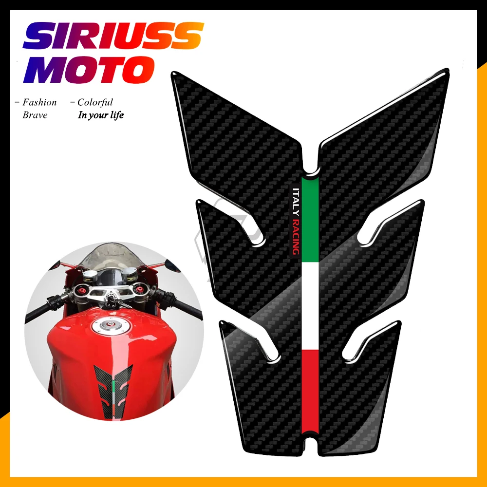 

3D Carbon-look Motorcycle Tank Pad Protector Italy Racing Small Tankpad Case for Aprilia Ducati Panigale Benelli Etc