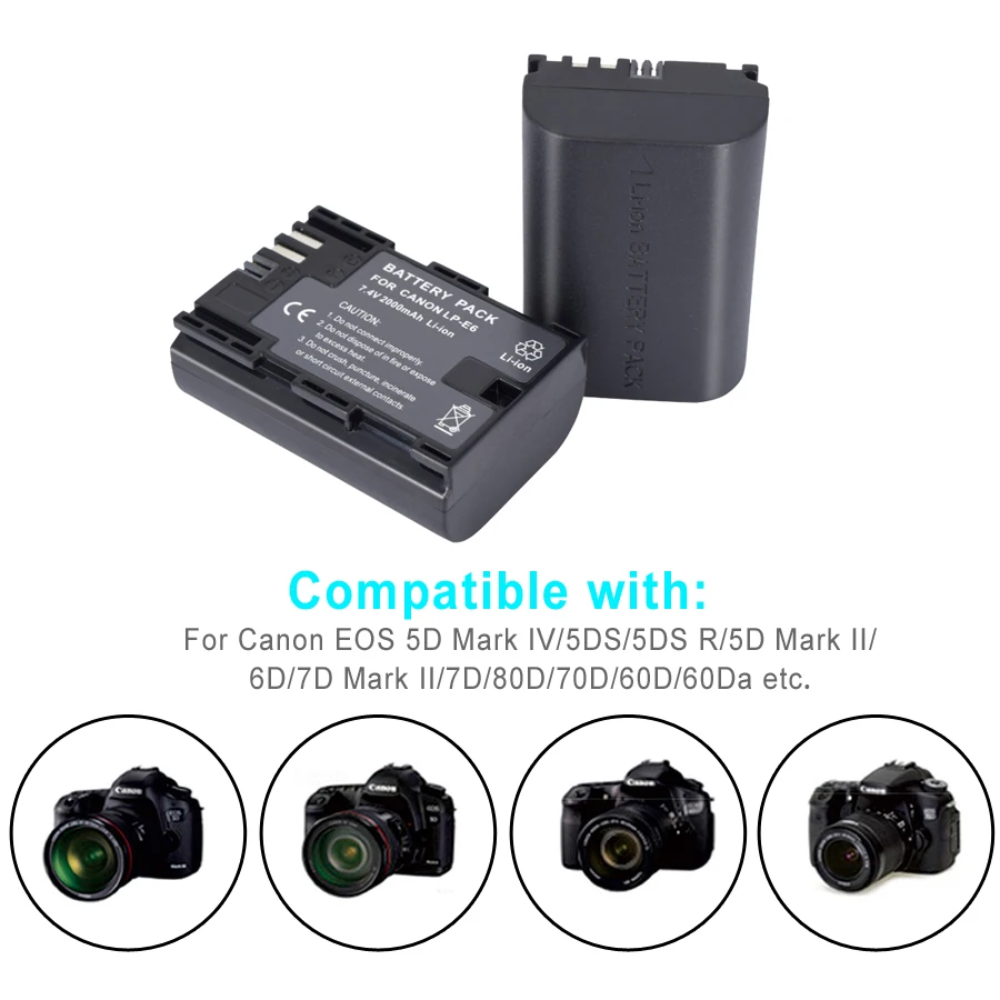 Palo 4pc LP-E6 LP E6 LPE6 Rechargeable Camera Battery+USB Dual Charger For Canon EOS 5DS 5D Mark II Mark III 6D 7D DSLR EOS 5DSR