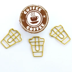 Tutú con forma de taza de café, Clips de papel, Color dorado, divertido, Kawaii, marcapáginas, oficina, escuela, papelería, marcado, H0120, 4 unidades por lote