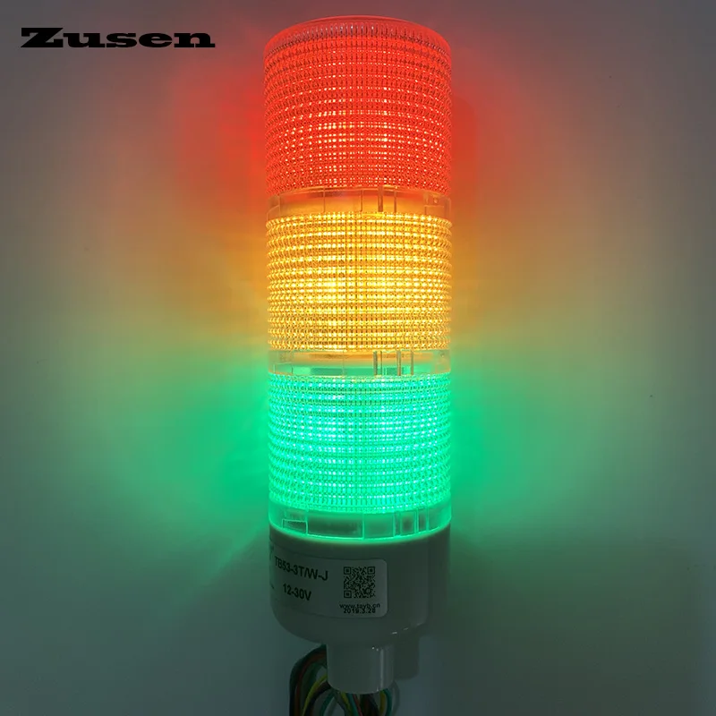 Zusen TB53-3T/W(J) 12V 24V 220V Flashes and Constant Bright Adjustable White Transparent Case Signal Tower Light Three-layer