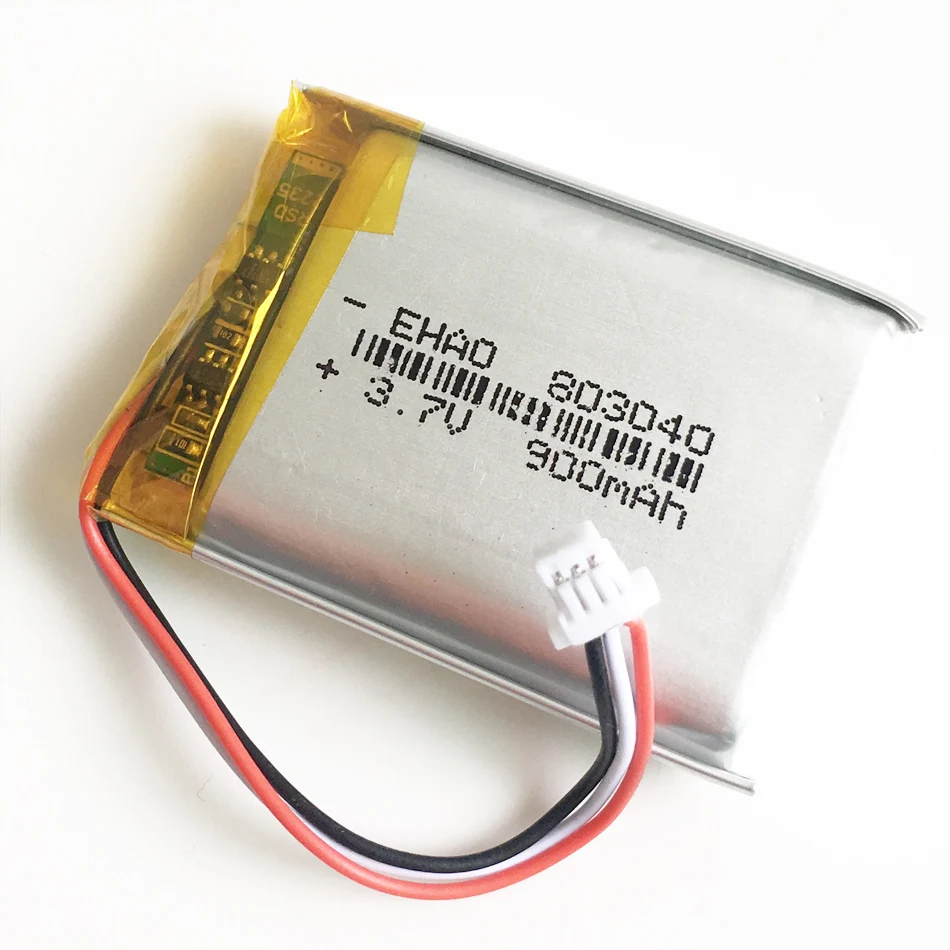 3.7V 900mAh litowo-polimerowa LiPo akumulator JST 1.0/1.25/1.5/ 2.0/2.5 3-pinowe złącze do kamery PAD GPS 803040 laptopa