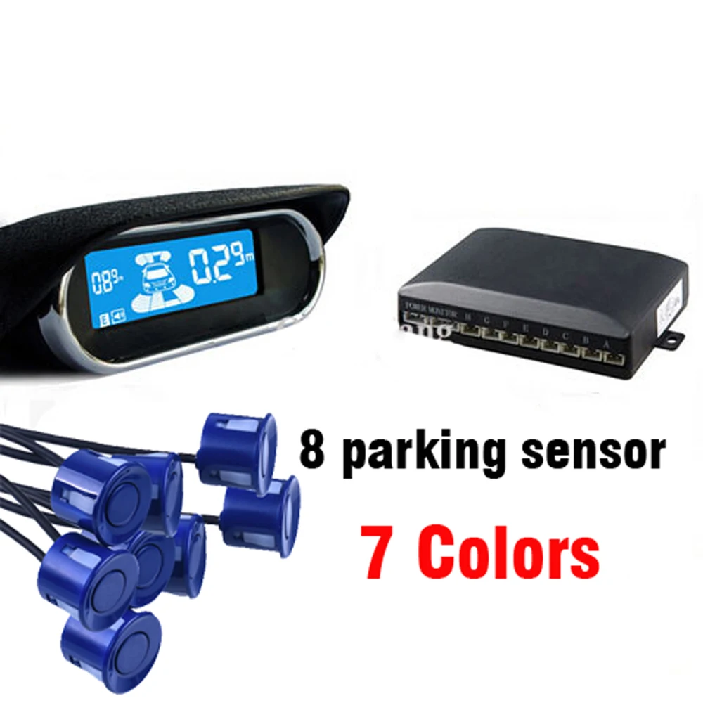 Car Parking Sensor Kit 8 Sensors 22mm Backlight LED Display Reverse Backup Radar Monitor Detector System 12V 7 Colors