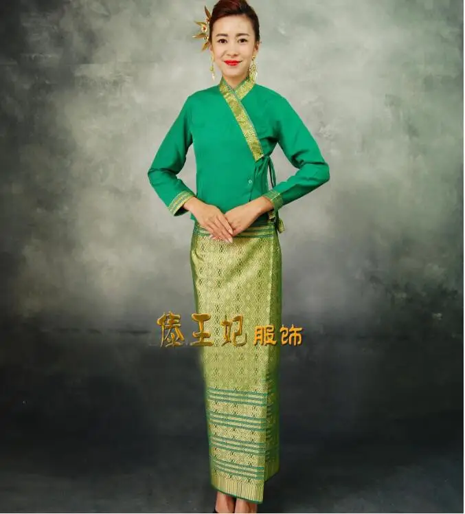 Thailand Restaurant Hotel Uniform Woman Thai Style Waiter Uniform Sping SPA Work Dress