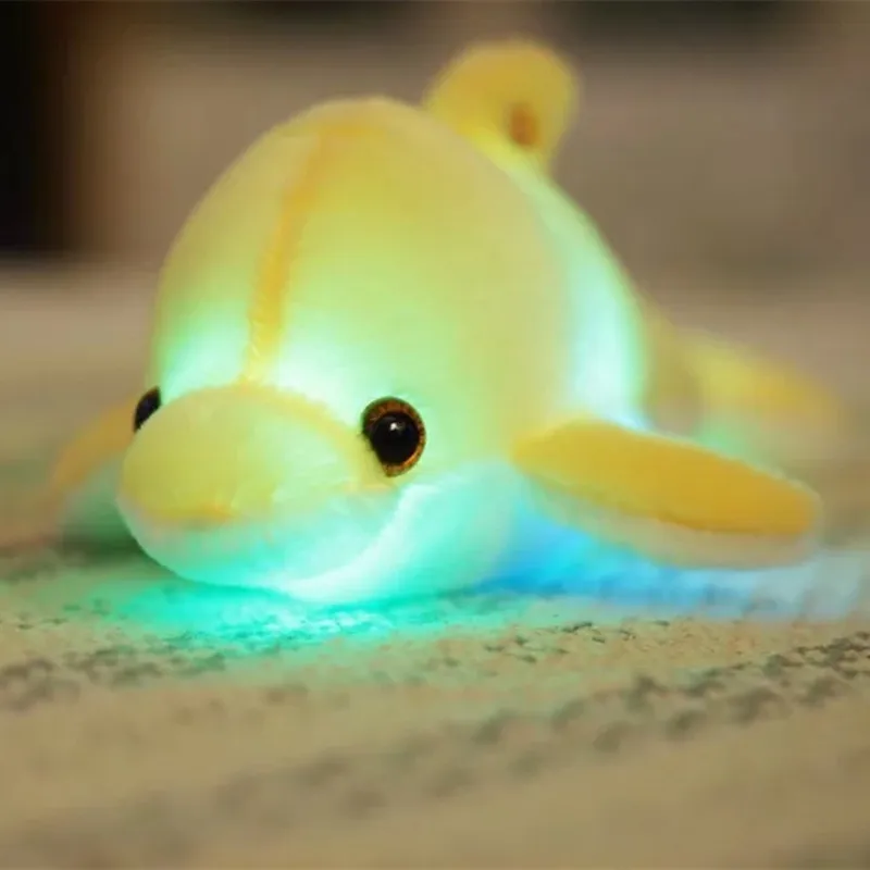 32cm Colorful Glowing Dolphin Plush Toy Kawaii Luminous Plush Dolls Stuffed Doll with Led Light Cute Gift for Kids Girls images - 6