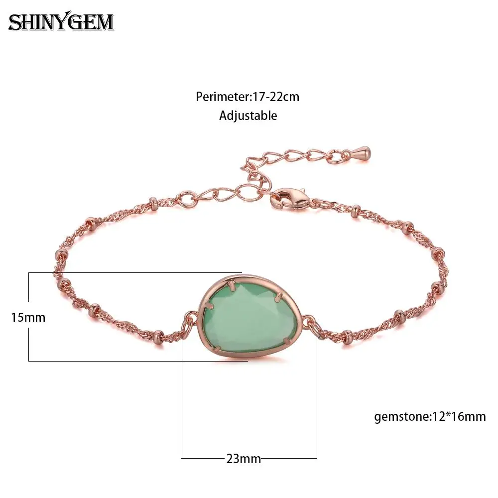 ShinyGem الفاخرة ارتفع الذهب ربط سلسلة أساور الطبيعية الملونة كريستال سحر أساور أسلوب بسيط كريستال أساور للنساء #5
