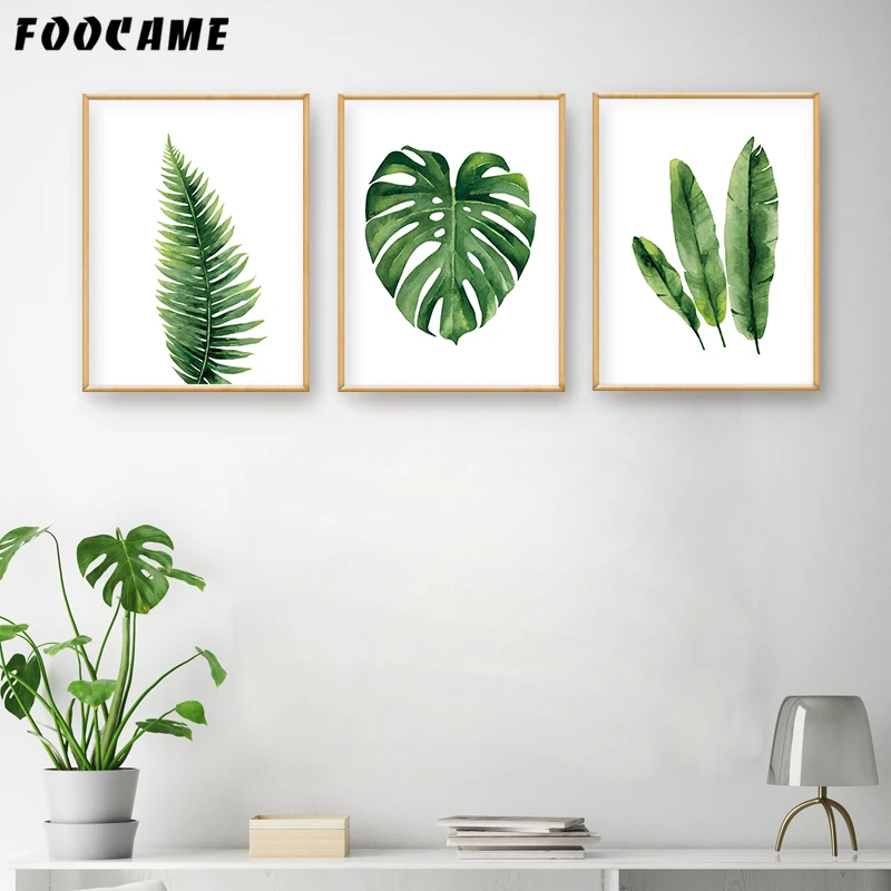 

Monstera Leaf Green Plants Nordic Canvas Art Botanic Posters and Prints Decorative Watercolor Painting Wall Pictures Living Room