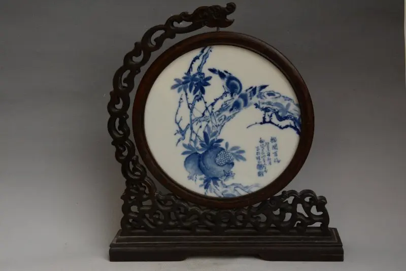 

Rare QingDynasty porcelain plaque,flower&bird,hand-painted blue and white,home Decoration,collection & adornment,Free shipping