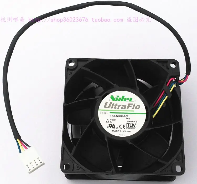 

NEW NIDEC V80E12BGA5-07 8038 8cm Double Ball bearing 4PIN PWM 12V 1.4A cooling fan