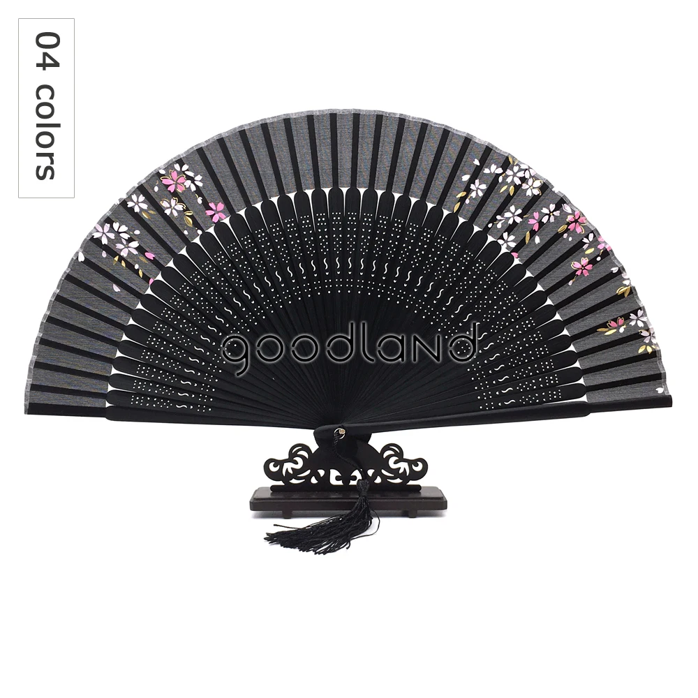 

Free Shipping 1pcs Folding Bamboo Fan Geometric Pattern Cloth Folding Hand Fan with Fabric Gift Bag House Crafts