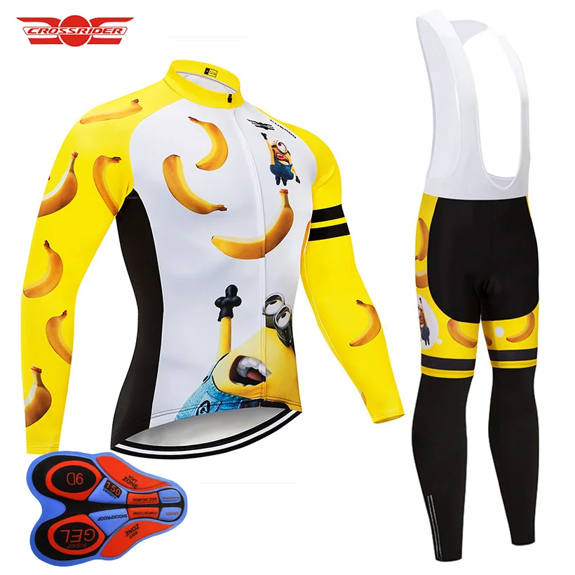 Crossrider 2025 Funny Cycling Jersey 9D Bib Set MTB Jersey Bike Clothing Breathable Bicycle Clothes Men's Long Cycling Wear