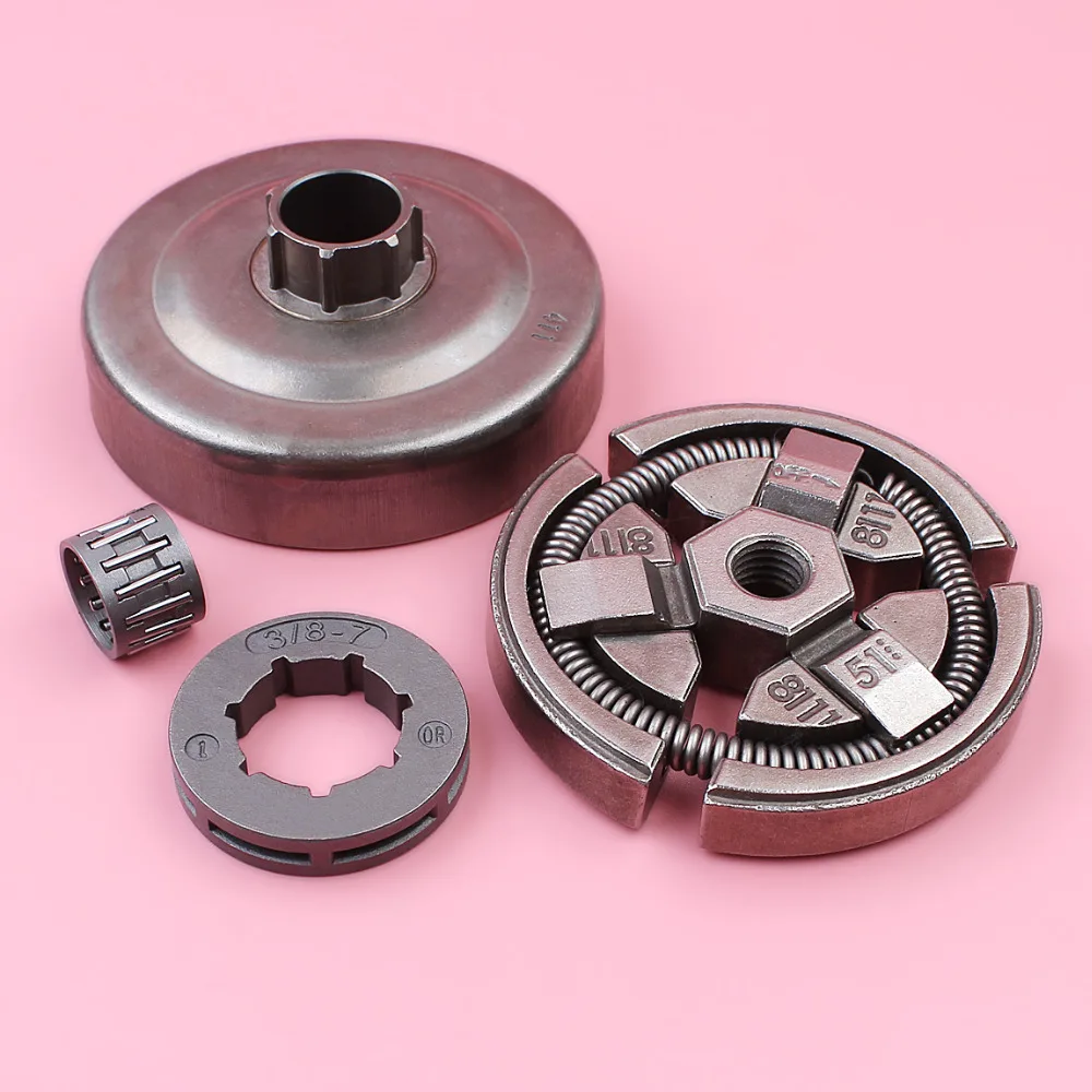 Clutch Drum 3/8 7 Teeth Sprocket Rim For Husqvarna 55 51 50 Chainsaw Garden Tool Spare Part with Needle Bearing Kit