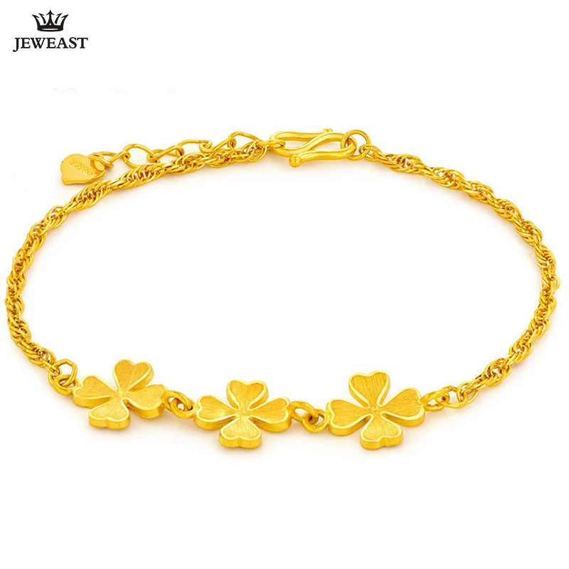 SFE 24K Pure Gold Bracelet Real 999 Solid Gold Bangle Lucky Four Leaved Clover Trendy Classic  Fine Jewelry Hot Sell New 2023