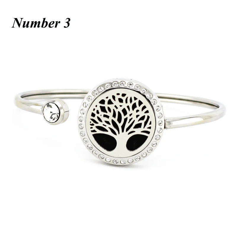 20mm 25mm Crystals Cuff butterfly flower bangles for Women Stainless Steel Essential Oil Diffuser Bracelets Bangles with 5Pads