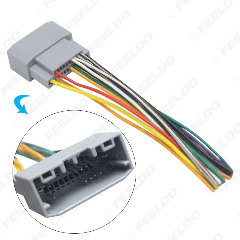 FEELDO 1PC Car Stereo Wiring Harness Adapter Female Plug For Jeep Wrangler/Compass OEM Factory Audio Wire Cable #FD2890