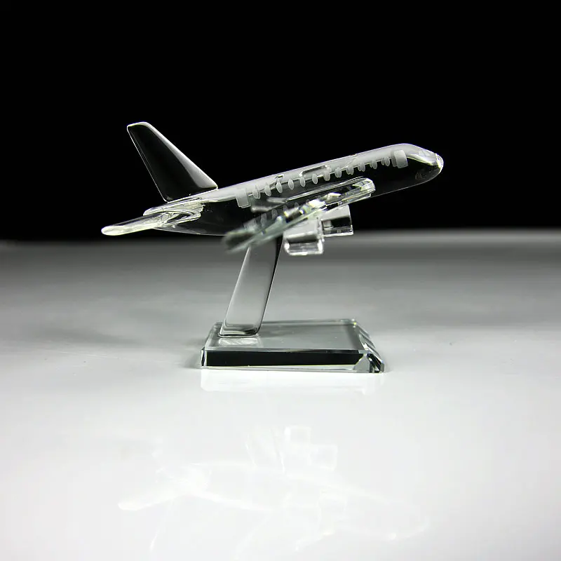 Delicate Crystal Glass Airplane Model Small Plane Aircraft Art Office Decoration Child Gift