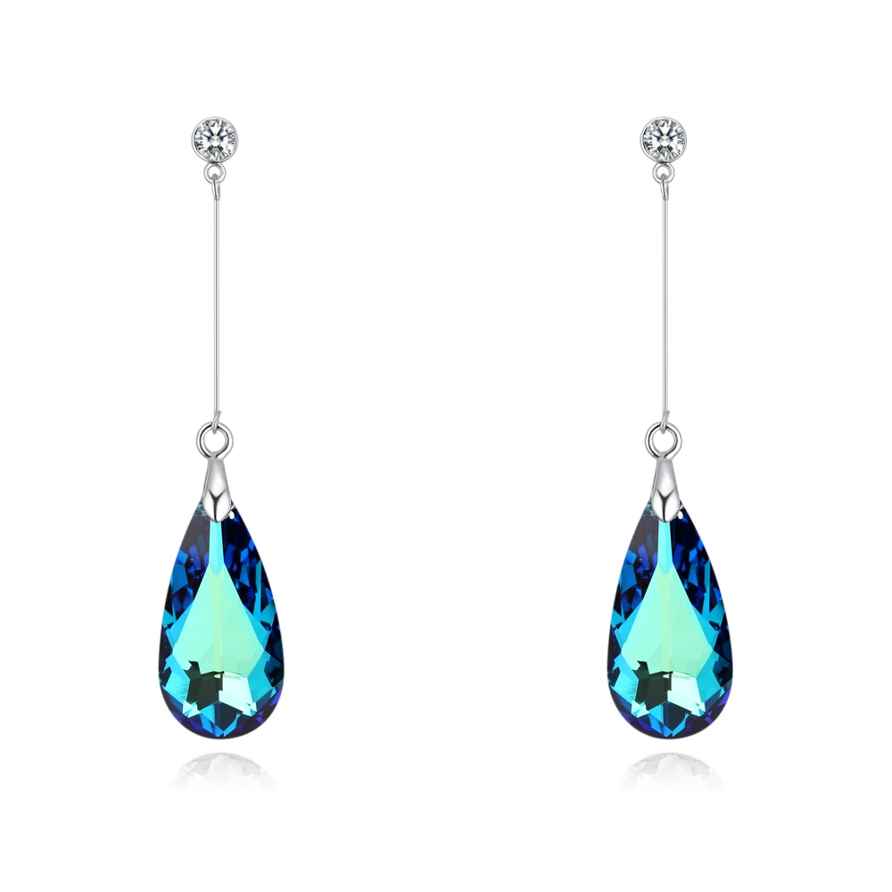 

BAFFIN Original Crystals From Austria Silver Color Big Water Drop Earrings Long Hanging Pendientes For Women Party Accessories