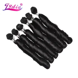 Lydia 18inch Bouncy Curly Hair Heat Resistant Synthetic Hair Weave 37g/Piece Sew in Hair Extensions Bundles 6pcs/pack