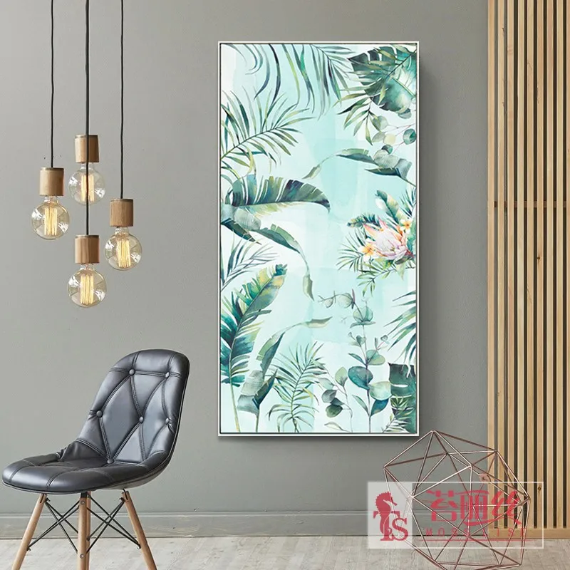 EECAMAIL Nordic Fresh And Simple Botanical Diamond Painting Vertical Elegant Living Room Porch Round Diamond Home Decor