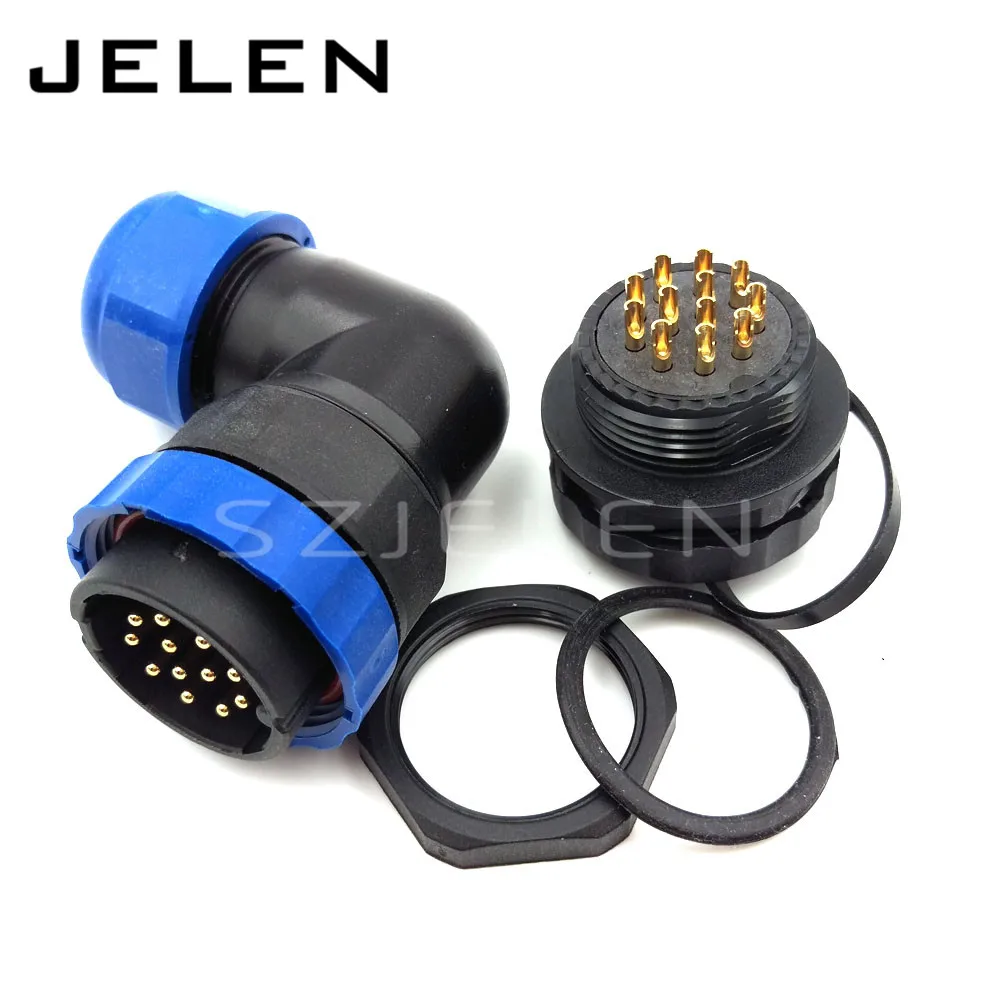 SD28 ,12 pin waterproof connector plug and socket, IP67,  12 pin panel Male and female  connectors, 90 degree elbow plug