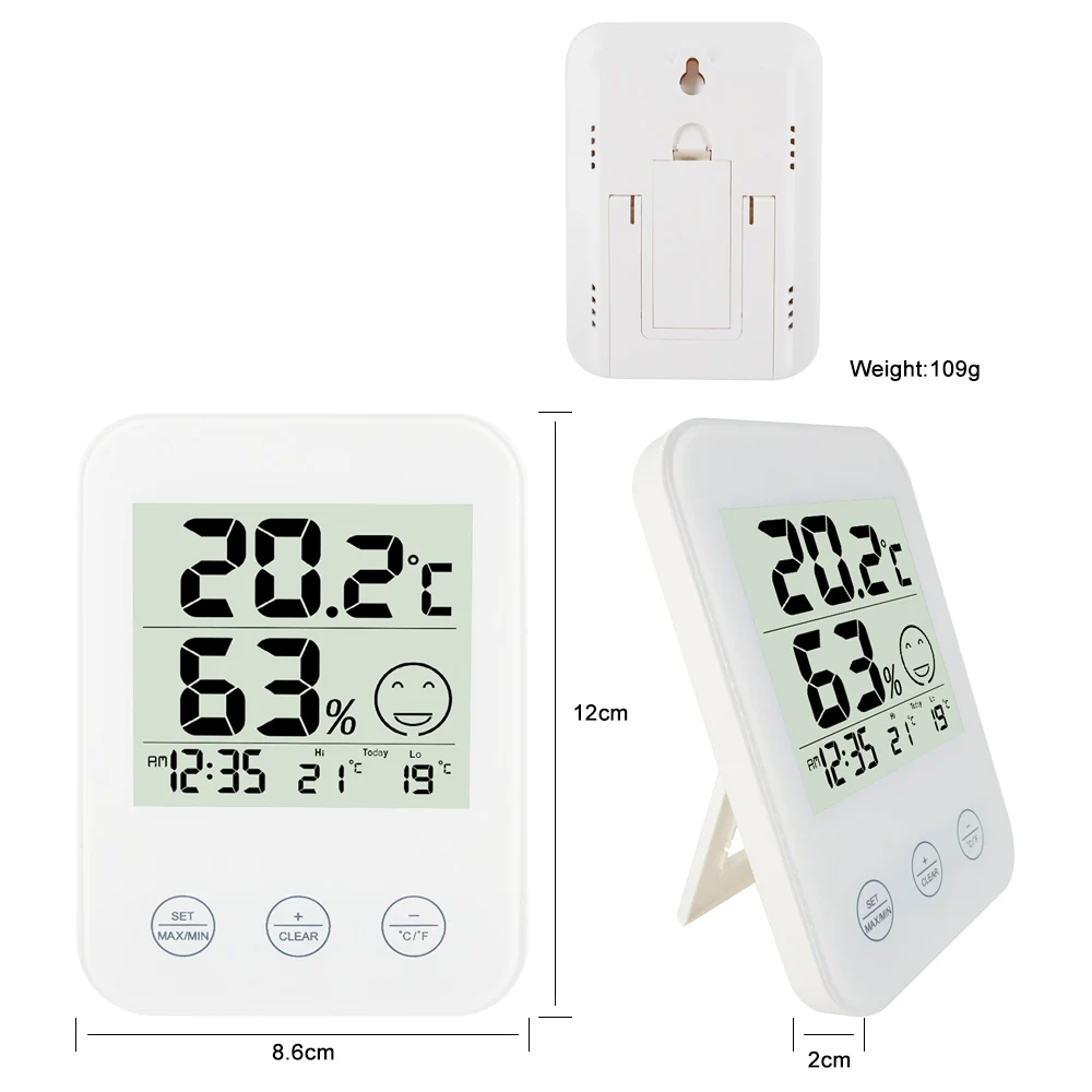 FanJu FJ718 Weather Station with Temperature Humidity Meter LCD Comfort display Indoor Thermometer hygrometer Digital Wall Clock